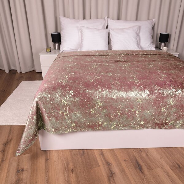 Biante Sametový přehoz na postel Isabela IBL-013 Gold Design starorůžový 140x200 cm
