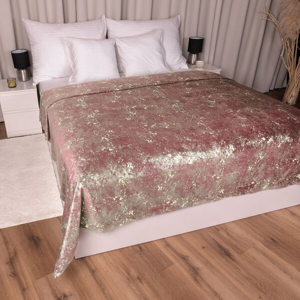 Biante Sametový přehoz na postel Isabela IBL-013 Gold Design starorůžový 140x200 cm