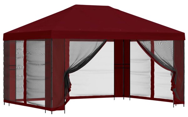 Zahradní altán se stěnami 4 × 3 m Vínová Polyester a ocel