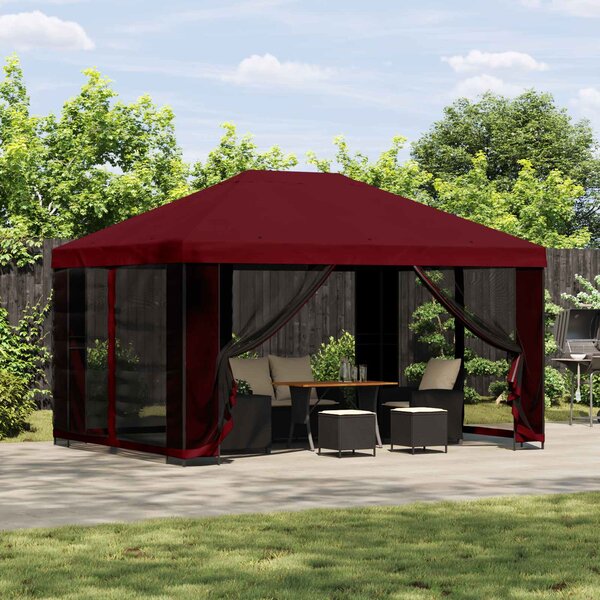 Zahradní altán se stěnami 4 × 3 m Vínová Polyester a ocel