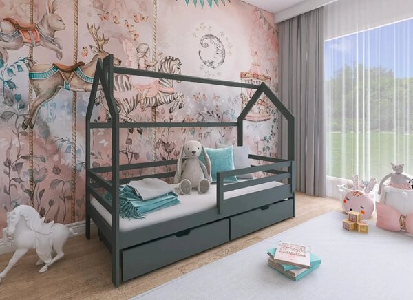 Lano Furniture Dětská postel ve tvaru domku Lilly grafit Rozměr (cm): 80x160