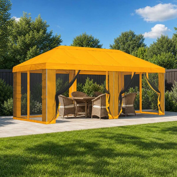 Kryt na altán s bočními stěnami 6 x 3 m Žlutá Polyester 190
