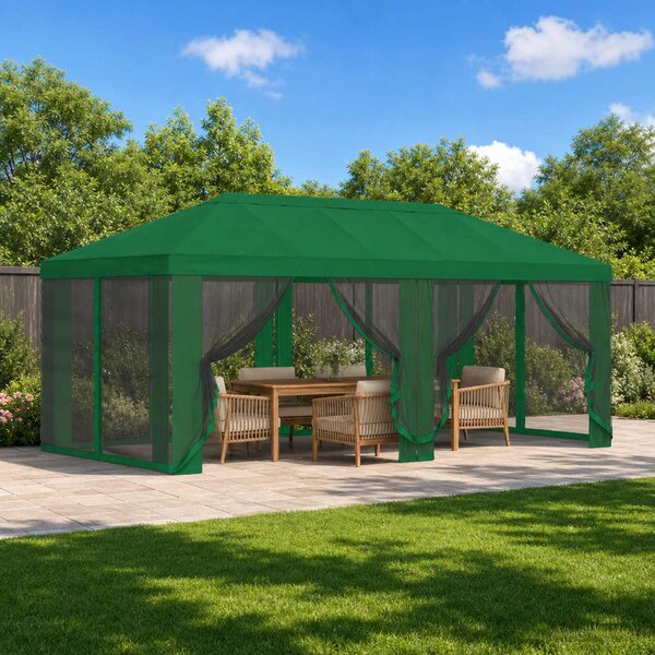 Kryt na altán s bočními stěnami 6 x 3 m Zelená Polyester 190