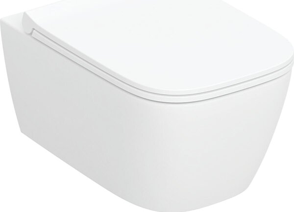 Geberit Smyle Square wc mísa se sedátkem s pomalým sklápěním závěsná bez splachovacího kruhu s vírovým splachováním bílá lesk 503.171.00.1