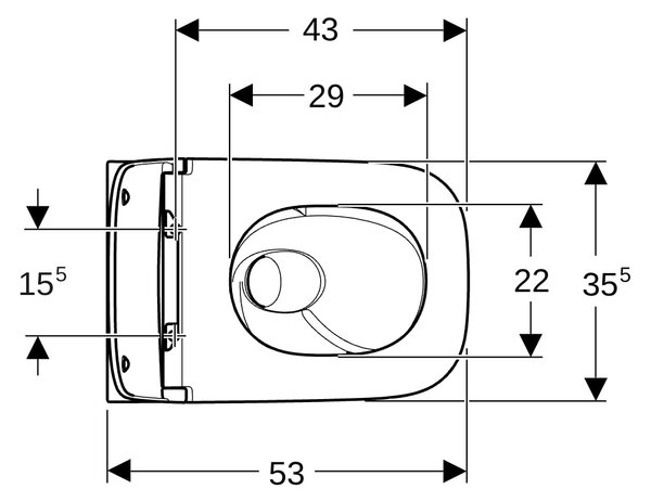 Geberit Smyle Square wc mísa se sedátkem s pomalým sklápěním závěsná bez splachovacího kruhu s vírovým splachováním bílá lesk 503.171.00.1