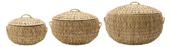 ÚLOŽNÉ KOŠE S VÍKEM WATER HYACINTH 3 KS