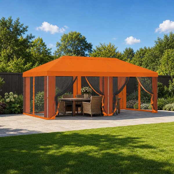 Kryt na altán s bočními stěnami 6 x 3 m Oranžová Polyester 190