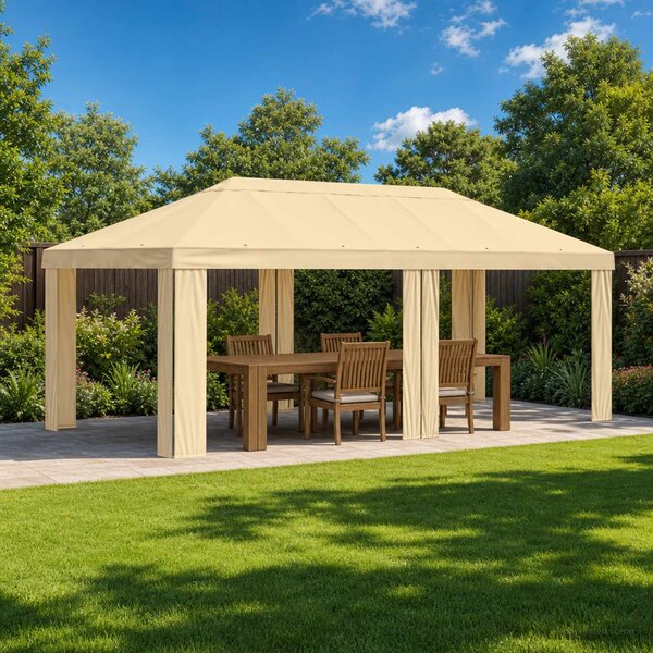 Plachta na altán 6 x 3 m Krémová Polyester 190 gsm