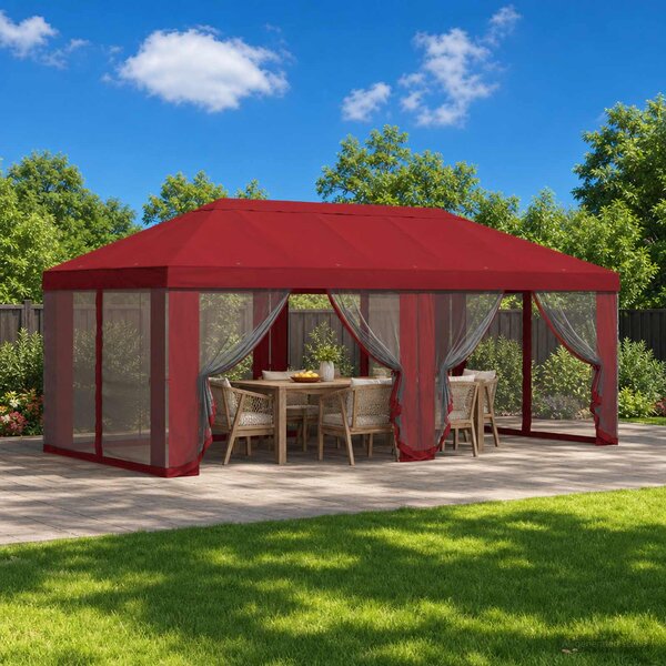 Kryt na altán s bočními stěnami 6 x 3 m Vínová Polyester 190