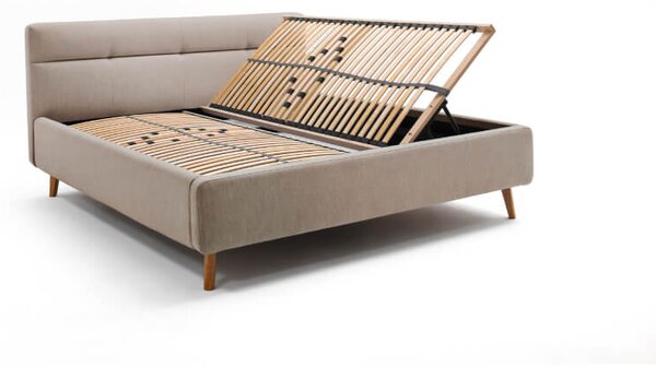 ČALOUNĚNÁ POSTEL ANIKA S ÚLOŽNÝM PROSTOREM 160 X 200 BÉŽOVÁ