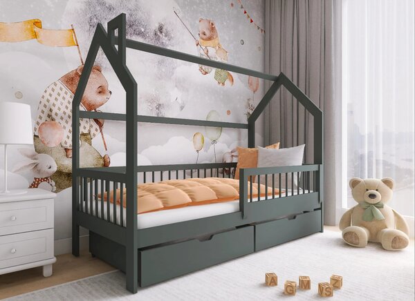 Legno Dětská postel ve tvaru domku Rakos grafit Rozměr (cm): 80x160