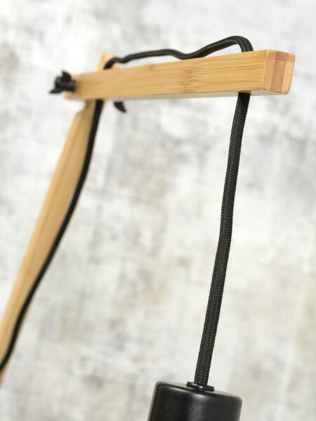 NÁSTĚNNÁ LAMPA ANDES BAMBUS L PŘÍRODNÍ, ČERNÁ