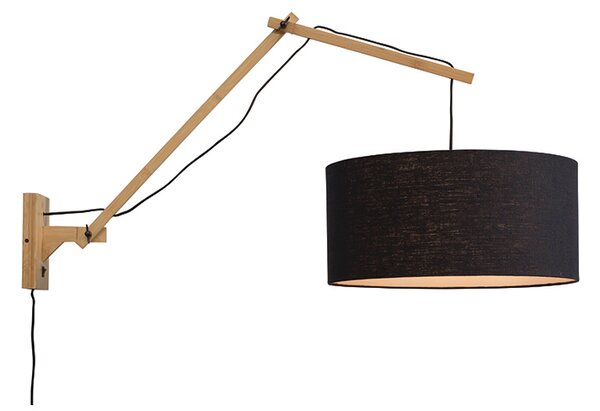 NÁSTĚNNÁ LAMPA ANDES BAMBUS L PŘÍRODNÍ, ČERNÁ