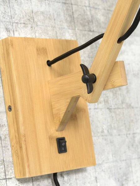NÁSTĚNNÁ LAMPA ANDES BAMBUS L PŘÍRODNÍ, ČERNÁ