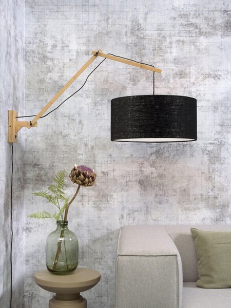 NÁSTĚNNÁ LAMPA ANDES BAMBUS L PŘÍRODNÍ, ČERNÁ