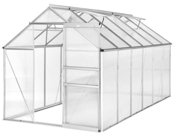 Tectake Skleník z hliníku, UV-odolný, 185x375x195cm - průhledná