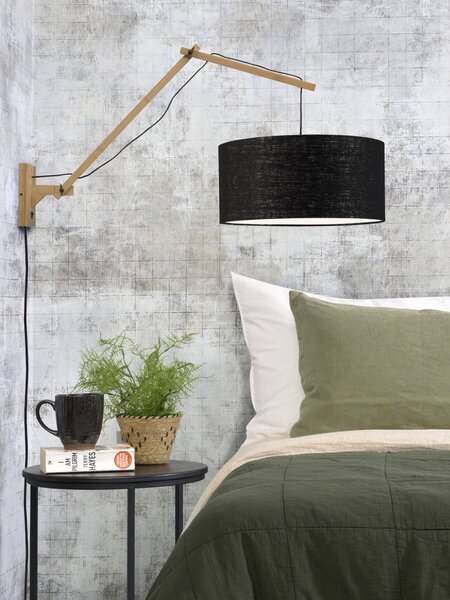 NÁSTĚNNÁ LAMPA ANDES BAMBUS L PŘÍRODNÍ, ČERNÁ