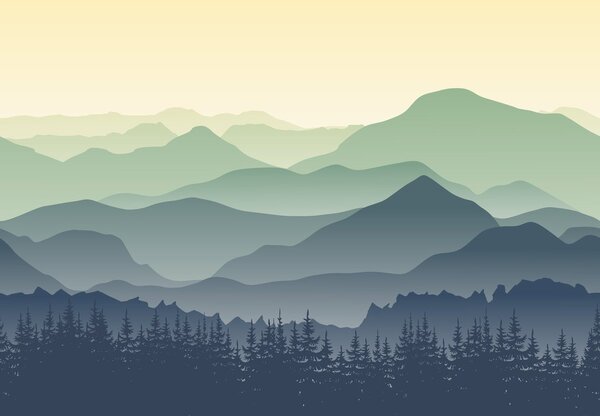 Fototapeta - Rozbřesk nad horami (245x170 cm)