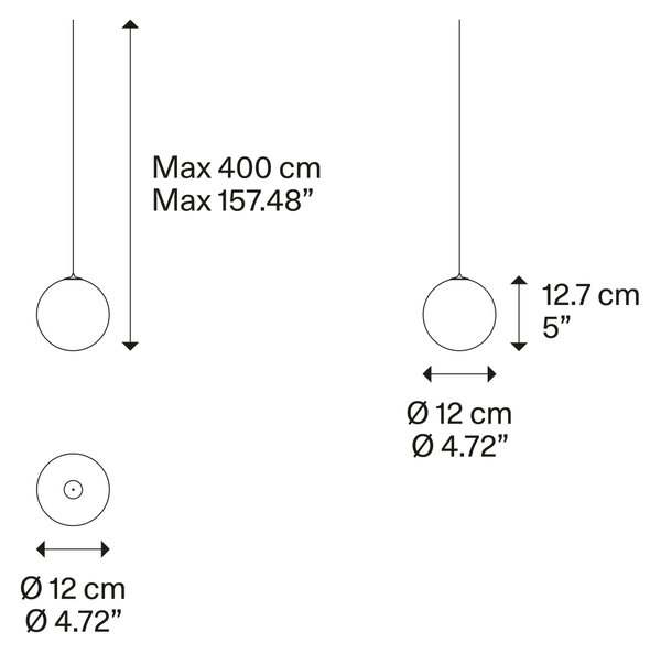 Lodes Designové závěsné LED svítidlo RANDOM SOLO, 1W, ø 12 cm, CRI90 Teplota světla: 2700K, Barva stínidla: Transparentní, Barva kabelu: transparentní