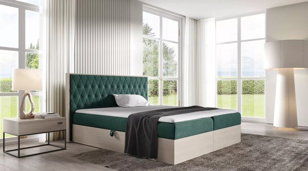 Jednolůžková postel 120x220 CHANTELLE 6 - nordic teak / zelená + topper ZDARMA