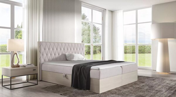 Jednolůžková postel 120x220 CHANTELLE 6 - nordic teak / béžová + topper ZDARMA