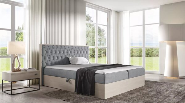 Jednolůžková postel 120x220 CHANTELLE 6 - nordic teak / šedá + topper ZDARMA