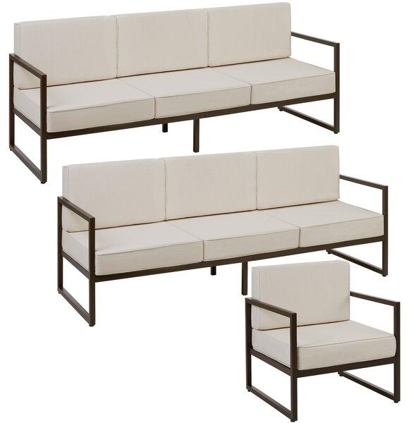 Tectake Zahradní lounge set Comosa pro 7 osob, XXL-polstrování - hnědá/béžová
