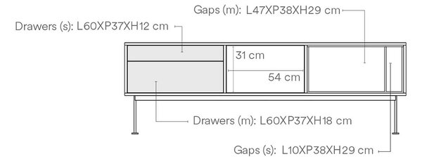 TV stolek okoy 180 x 59 cm antracit