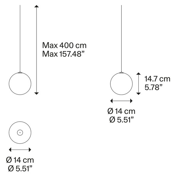 Lodes Designové závěsné LED svítidlo RANDOM SOLO, 1W, ø 14 cm, CRI90 Teplota světla: 2700K, Barva stínidla: Oranžová, Barva kabelu: černá