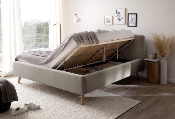 Postel taupe s úložným prostorem 180 x 200 cm šedohnědá