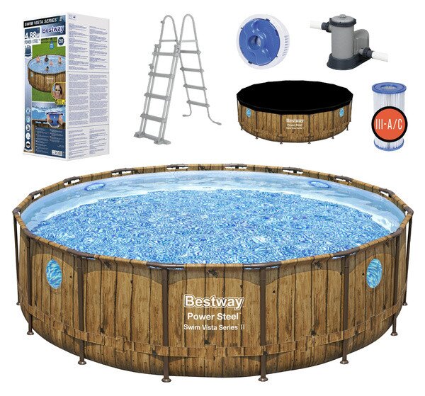 Bazén BESTWAY Steel Pro MAX BES56725 s příslušenstvím 488x122x488 cm