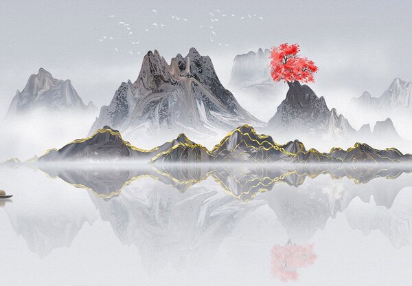 Fototapeta - Hory v mlze (245x170 cm)