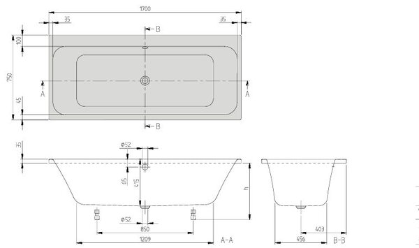 Villeroy & Boch Architectura obdélníková vana 170x75 cm bílá UBA170ARE2V-01