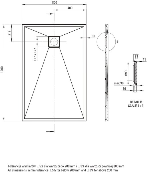 Deante Correo obdélníková sprchová vanička 120x80 cm bílá KQR_A44B