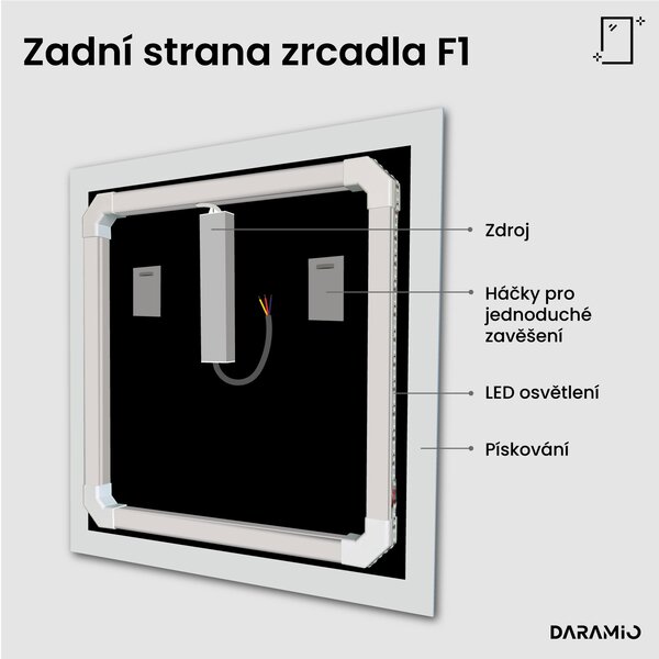 Zrcadlo do koupelny s LED osvětlením F1