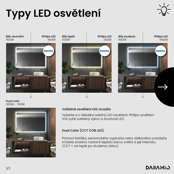 Zrcadlo do koupelny s LED osvětlením F1