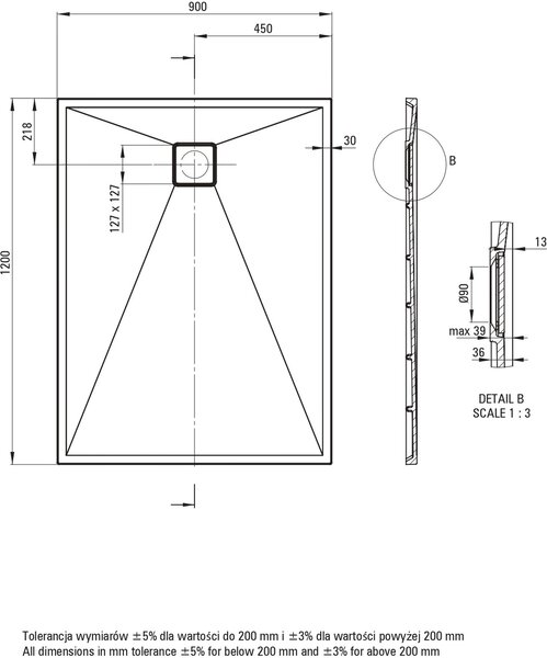 Deante Correo obdélníková sprchová vanička 120x90 cm bílá KQR_A43B