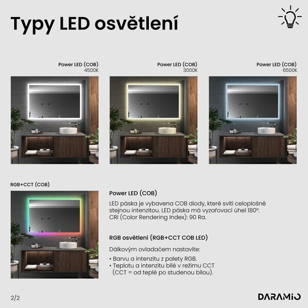 Zrcadlo do koupelny s LED osvětlením F1