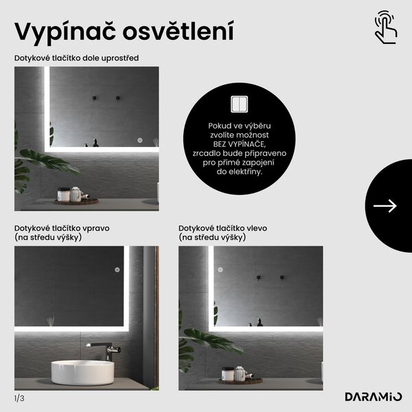 Zrcadlo do koupelny s LED osvětlením F1