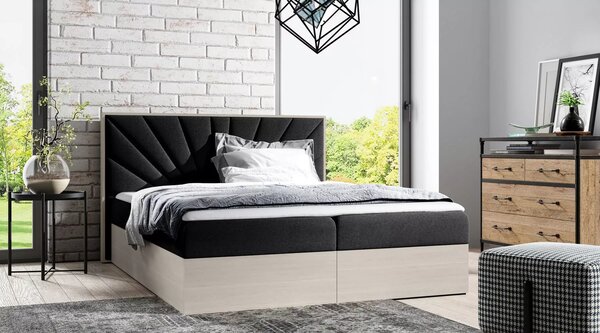 Čalouněná jednolůžková postel 120x220 CHANTELLE 7 - nordic teak / grafitová + topper ZDARMA