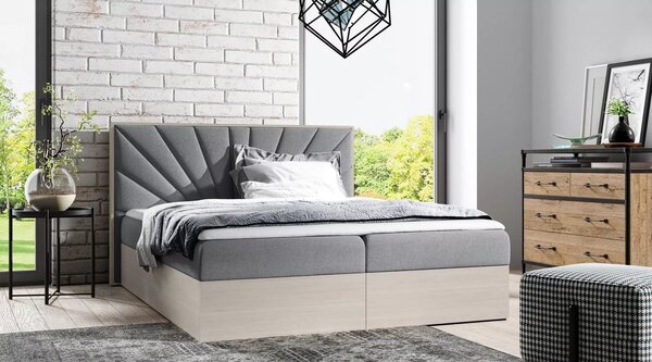 Čalouněná jednolůžková postel 120x220 CHANTELLE 7 - nordic teak / šedá + topper ZDARMA