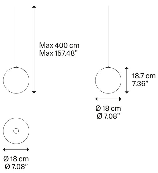 Lodes Designové závěsné LED svítidlo RANDOM SOLO, 1W, ø 18 cm, CRI90 Teplota světla: 2700K, Barva stínidla: Kouřová, Barva kabelu: černá