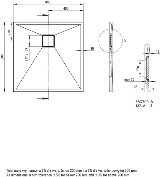 Deante Correo čtvercová sprchová vanička 80x80 cm bílá KQR_A42B