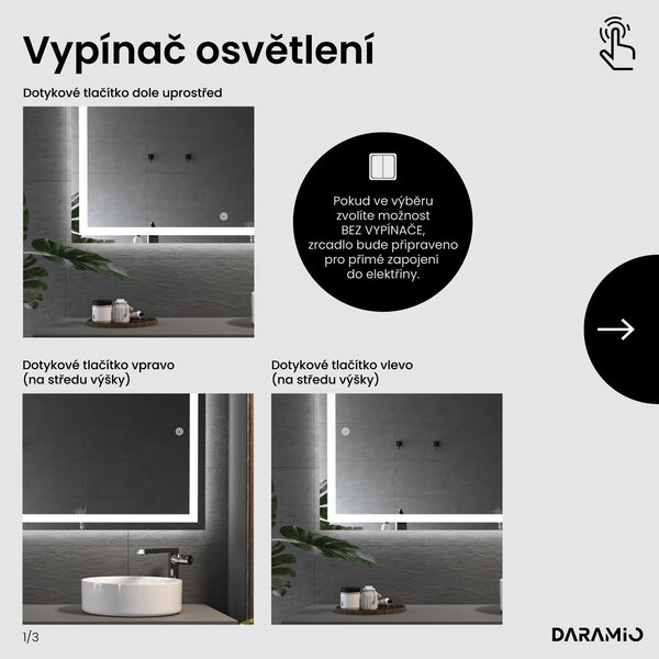 Zrcadlo do koupelny s LED osvětlením F2