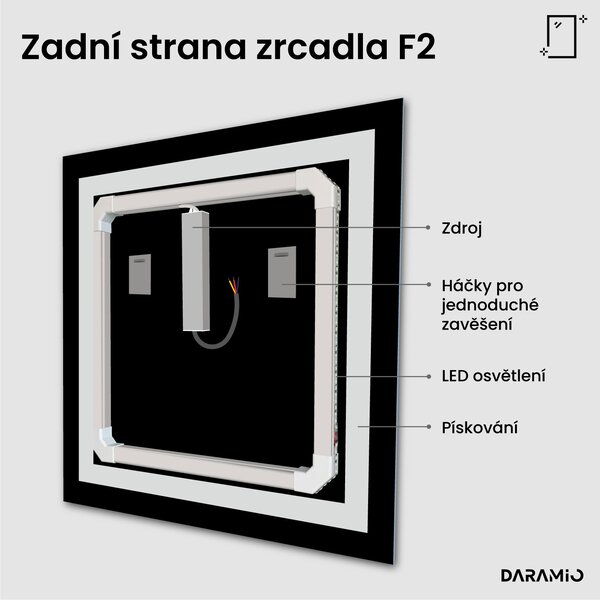 Zrcadlo do koupelny s LED osvětlením F2