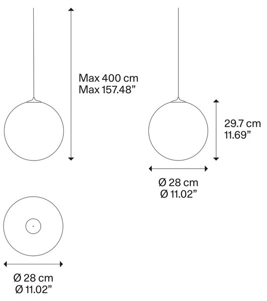 Lodes Designové závěsné LED svítidlo RANDOM SOLO, 3W, ø 28 cm, CRI90 Teplota světla: 2700K, Barva stínidla: Sněhově bílá, Barva kabelu: transparentní