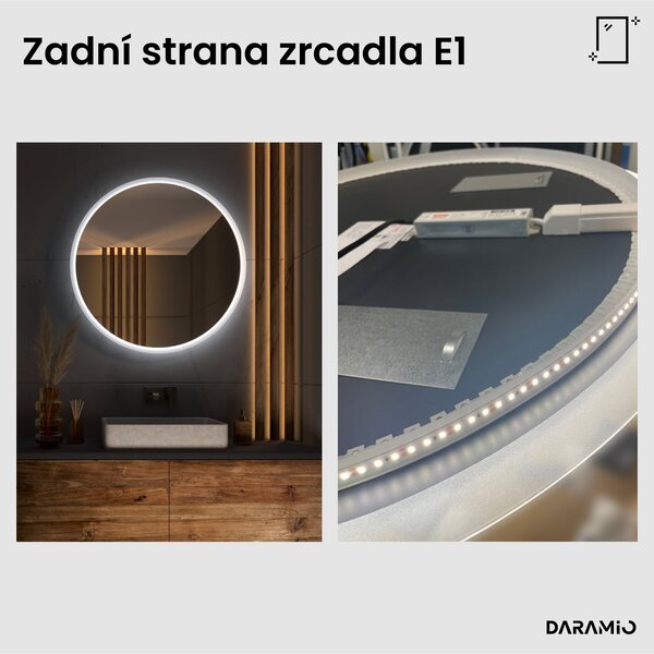 Kulaté zrcadlo do koupelny s LED osvětlením E1