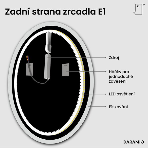 Kulaté zrcadlo do koupelny s LED osvětlením E1