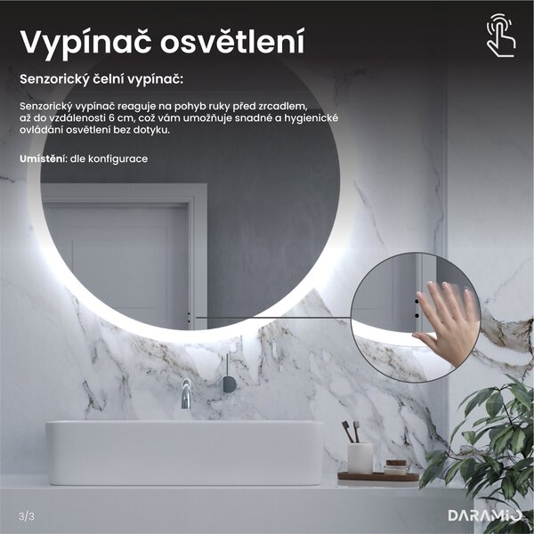 Kulaté zrcadlo do koupelny s LED osvětlením E1