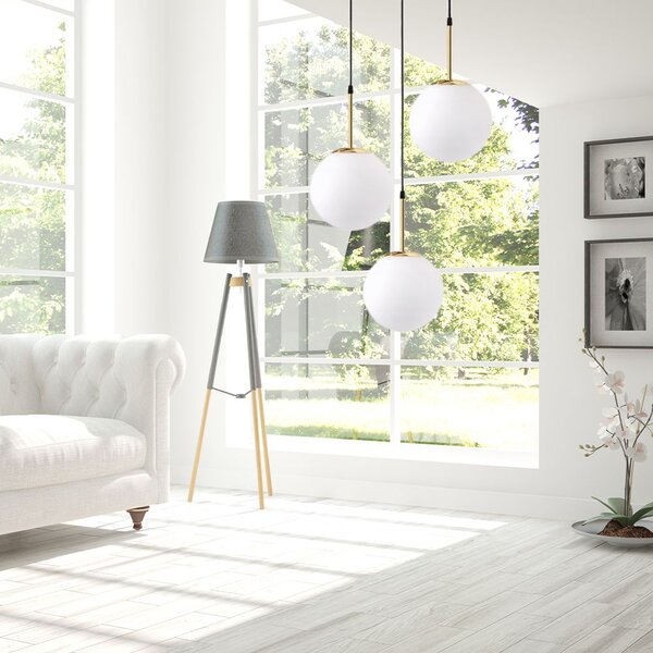 Toolight - Závěsná lampa 3xE27, zlatá-bílá, OSW-08193